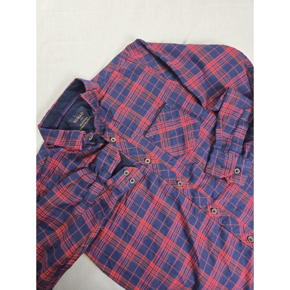 Nomad Shirt Boys Medium 10/12 Blue Red Plaid Button Down Long Sleeve Flannel
